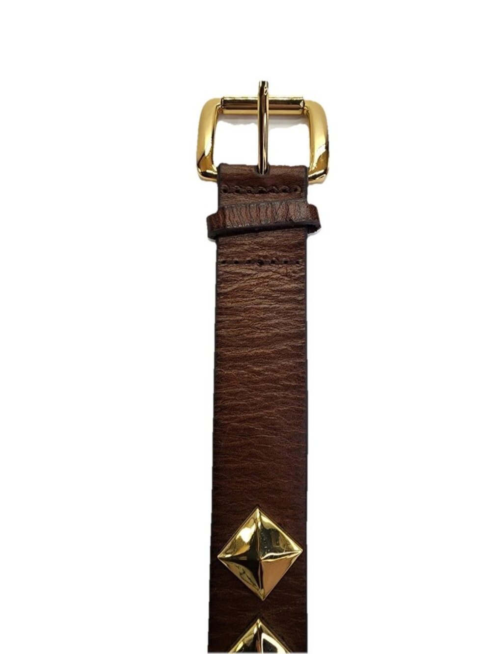 TreVero Women’s Brown Leather Size Small Gold Studded Belt Measures 38 Inches - Picture 3 of 6